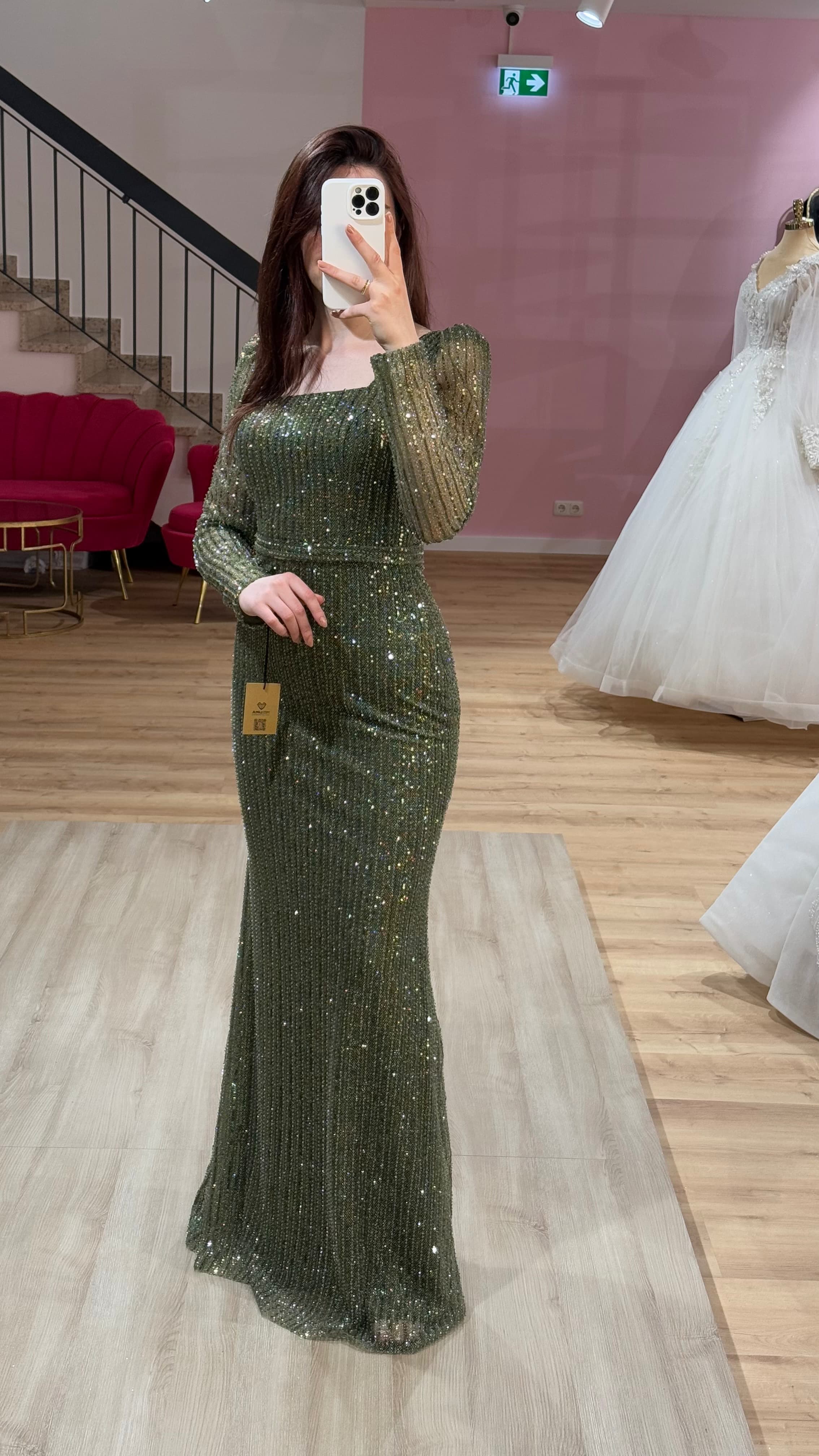 Abendkleid-Selma-Olivgrün